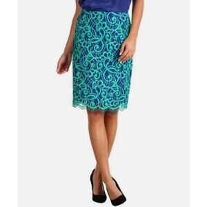 Lilly Pulitzer Hyacinth Two Tone Lace Pencil Skirt Size 8